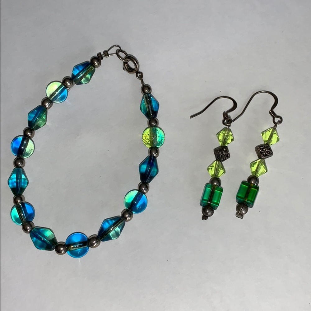 Bracelet & Earring Set Handmade With Glass Beads